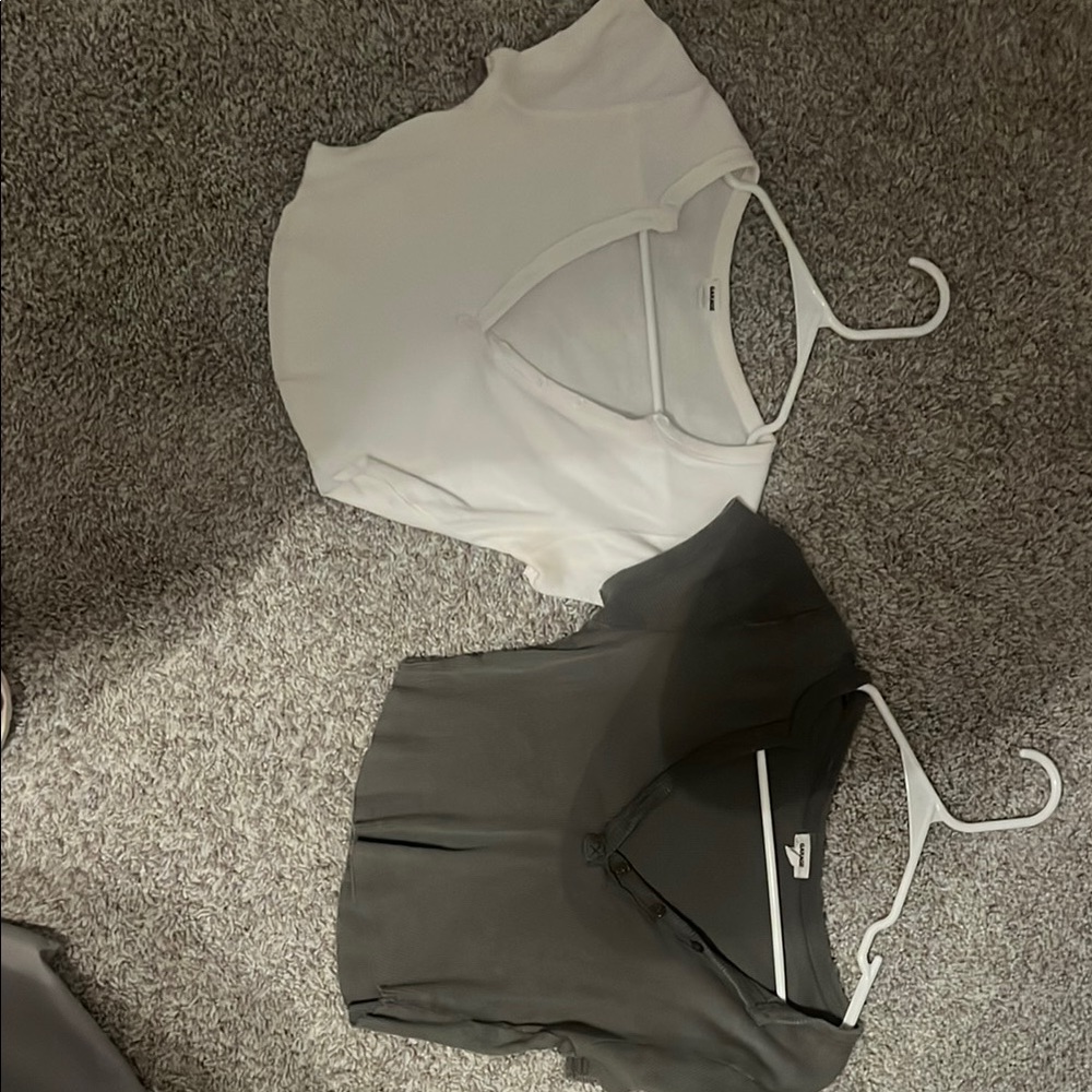 Garage Gray and White XS crop top